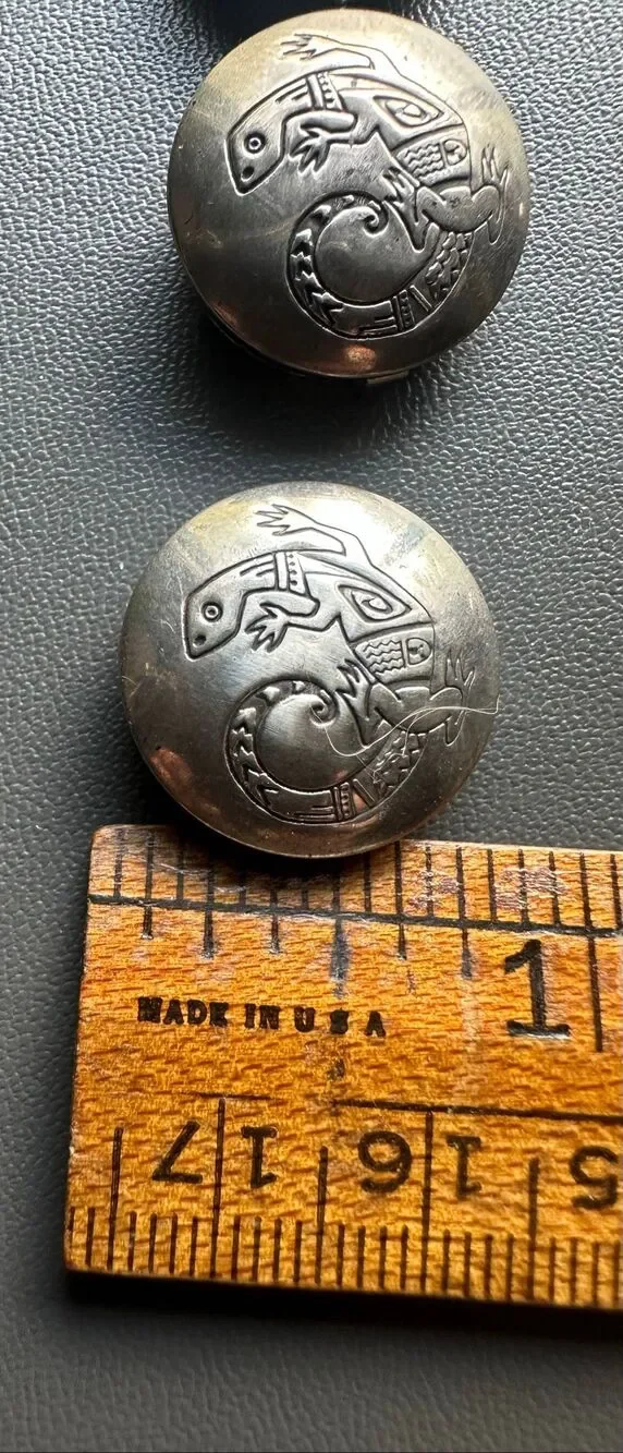 VTG Sterling Silver Southwestern Lizard Gecko Button Covers Set of 5 bonus Star